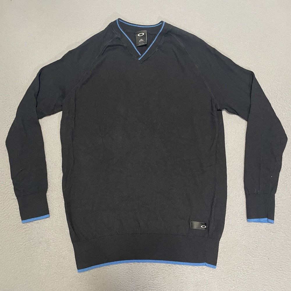 Oakley V‎ Neck Sweatshirt Jumper Size Small Streetwear Black Casual Tailored Fit
